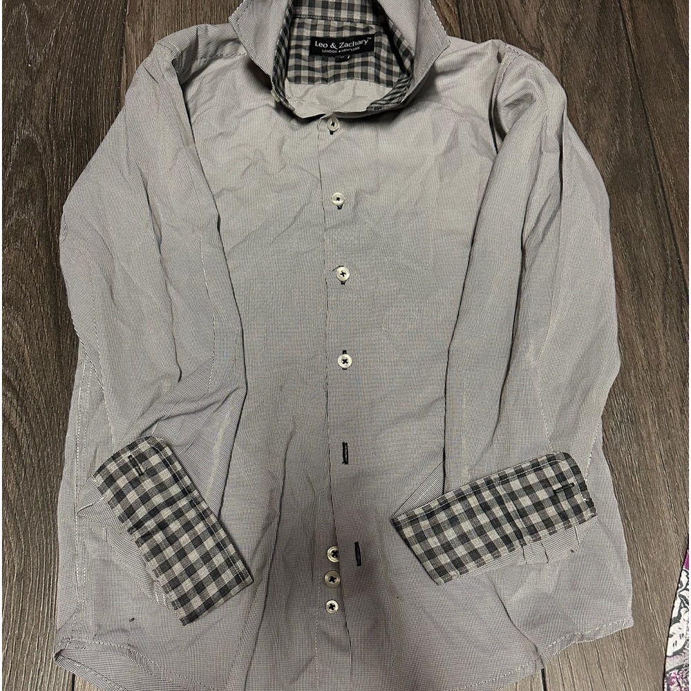 Black and white boys size 12 button down, can be worn casual or with a suit